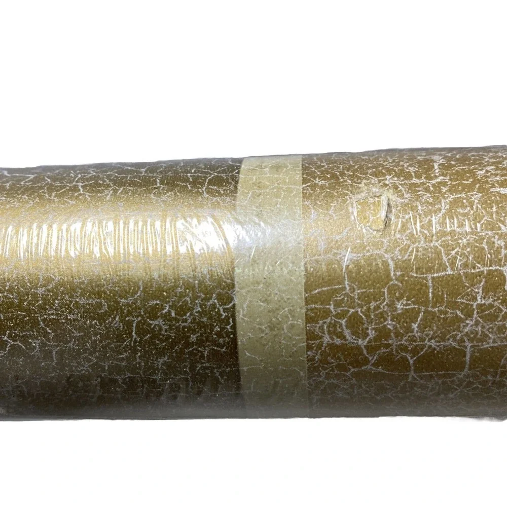 VTG York Gold Silver Foil Crackle Striped Beige Dbl Roll Wallpaper West Wind Des